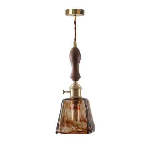 DecorBites™ Amber Glass LED Hanging Lamp Japanese Vintage Pendant Lights for Bar Loft