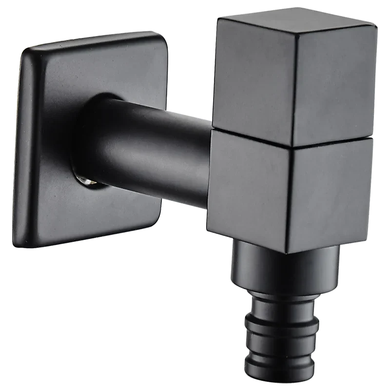 صنبور غسالة ملابس أسود مثبت على الحائط من DecorBites™ - صنبور مياه للحديقة والحمام الخارجي