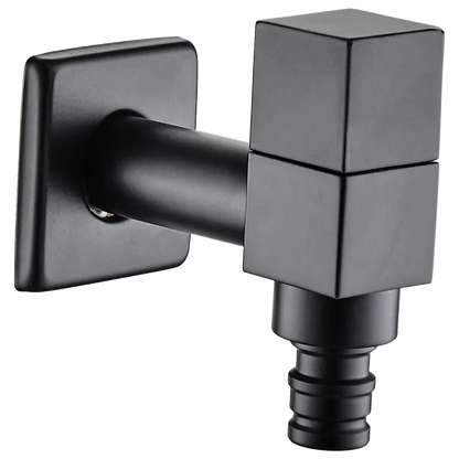 صنبور غسالة ملابس أسود مثبت على الحائط من DecorBites™ - صنبور مياه للحديقة والحمام الخارجي