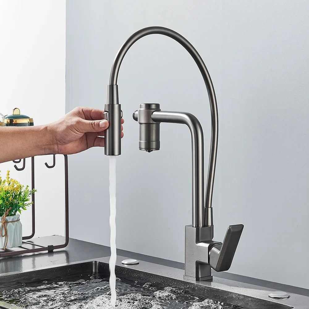 Decorbites™ Gewehrgrau gefilterter Wasser-Küchenarmatur mit herausziehbarem Sprühkopf