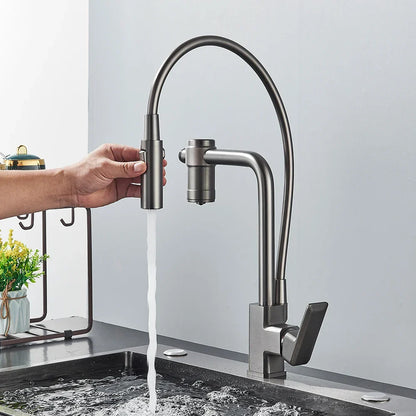 Decorbites™ Gewehrgrau gefilterter Wasser-Küchenarmatur mit herausziehbarem Sprühkopf