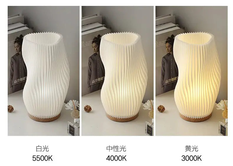 DecorBites™ French cream style 3D desk lamp ins internet red pleated bedroom bedside lamp study coffee shop card seat