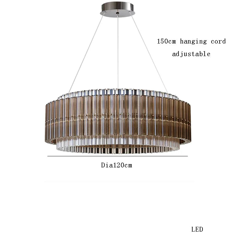 Decorbites™ Braune Kristall-Luxus-Lüster, Vintage Designer-Hängelampe für das Wohnzimmer
