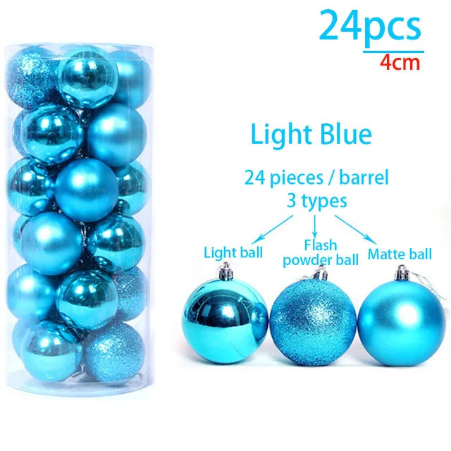 24/36pcs Christmas Balls Decoration Christmas Pine Tree Ornament Red Navy Blue Ball Ornament Xmas Hanging Tree Pendants Navidad