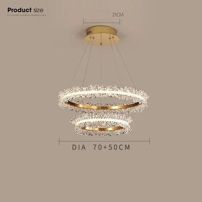 DecorBites™ Gold Crystal Ring Chandelier for Living Room and Restaurant Décor