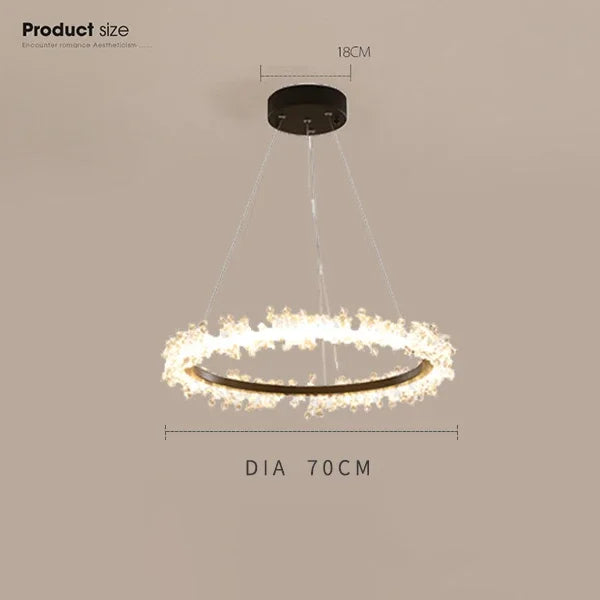 Chandelier de Anillo de Cristal Dorado Decorbites™ para la Decoración de Sala de Estar y Restaurante