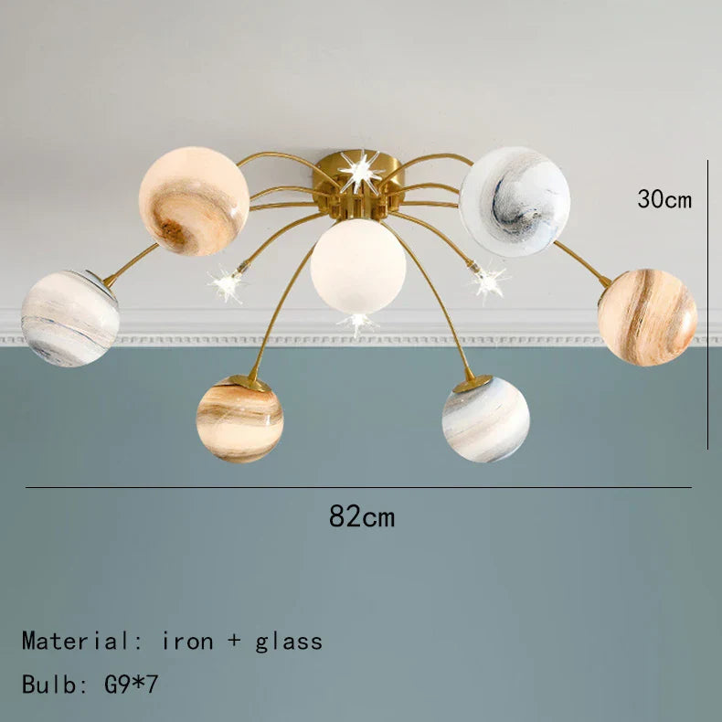 DecorBites™ Art Deco Planet Ball Pendant Lamp Gold Metal G9 Bulb - Elegant Hanging Light Fixtures