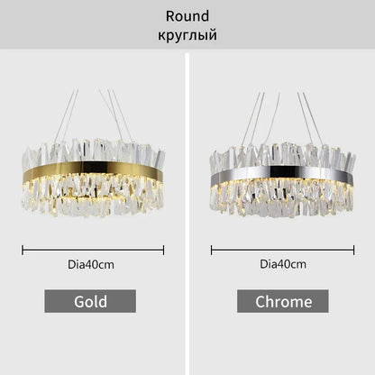 DecorBites™ Crystal Chandelier: Modern LED Chrome Gold Lighting for Living Room Bedroom Kitchen