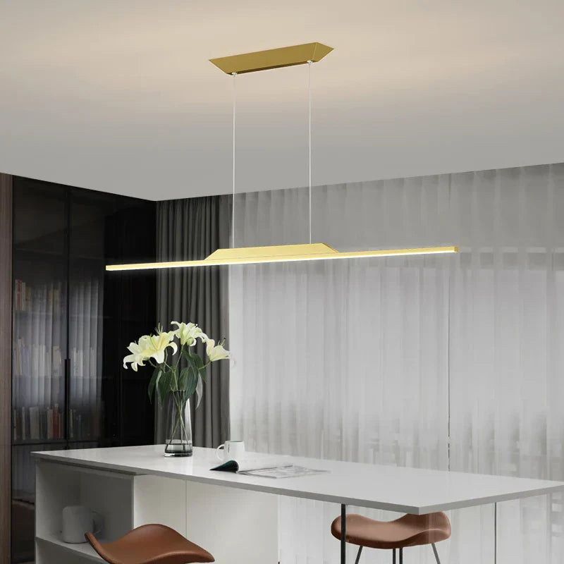 Minimalist LED Pendant Light Gold 150cm Dimmable
