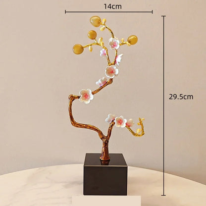 DecorBites™ Golden Tree Crystal Ball Statue Metal Decor Figurine