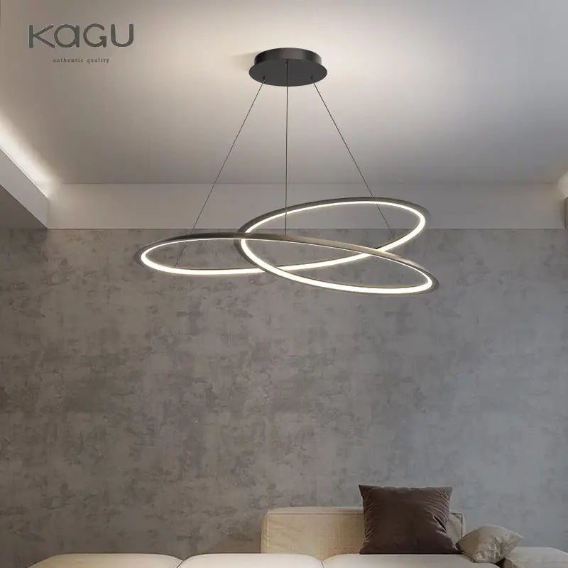 DecorBites™ Circular Black/White Chandelier for Living, Dining, and Kitchen Room