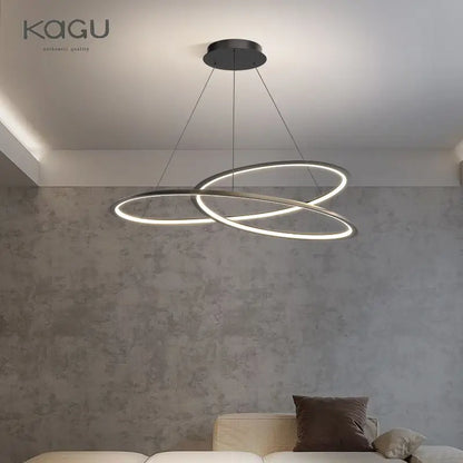 DecorBites™ Circular Black/White Chandelier for Living, Dining, and Kitchen Room