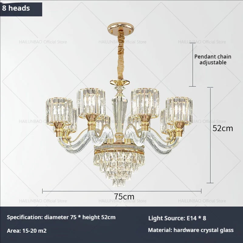 DecorBites™ Crystal Chandelier: Luxury Nordic Home Lamps for Living Room, Bedroom, Dining & Study