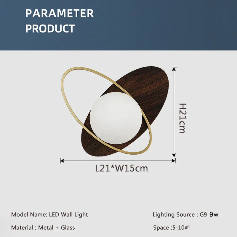 DecorBites™ LED Glass Ball Wall Sconce for Bedroom Living Room - 9W G9 Bulb