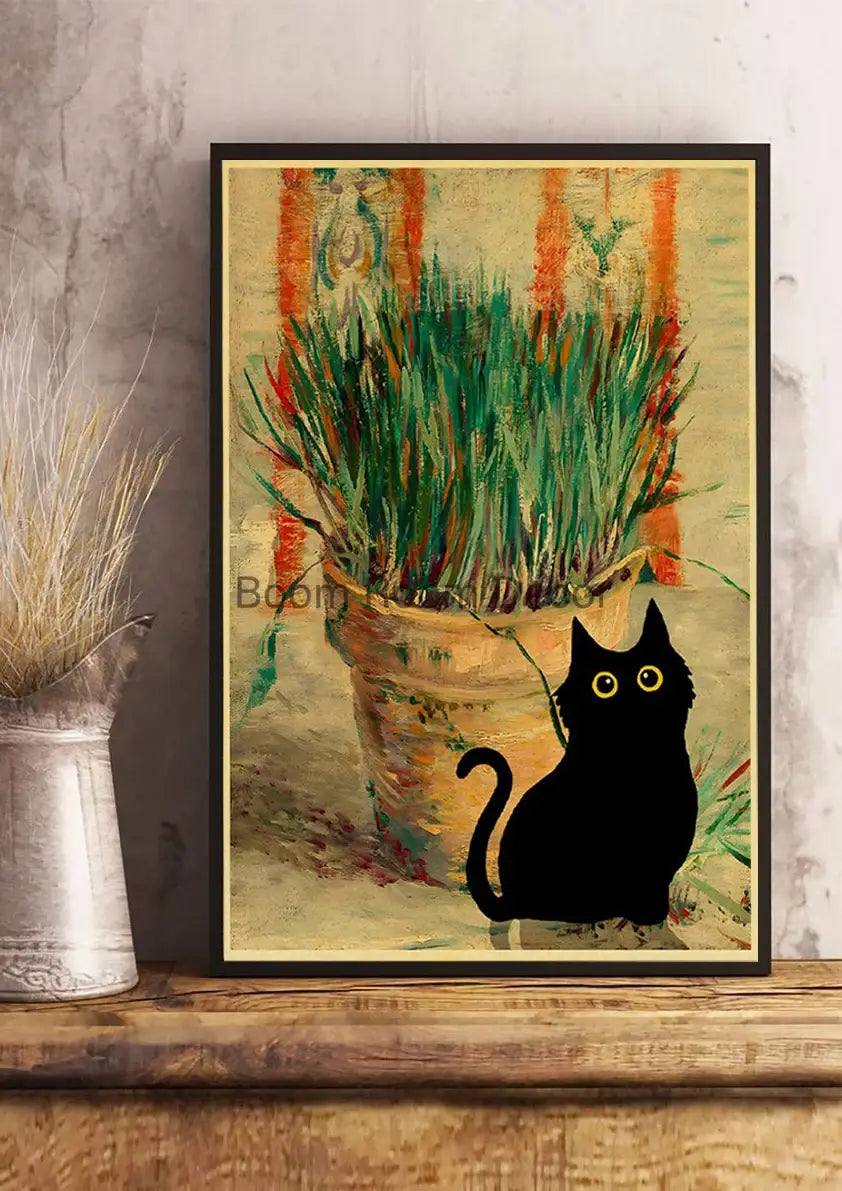 DecorBites™ Cute Digital Cats Cartoon Poster Print