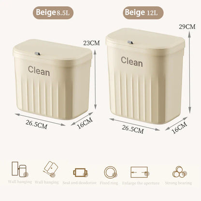 DecorBites™ Kitchen Cabinet Hanging Trash Can with Lid and Large Capacity