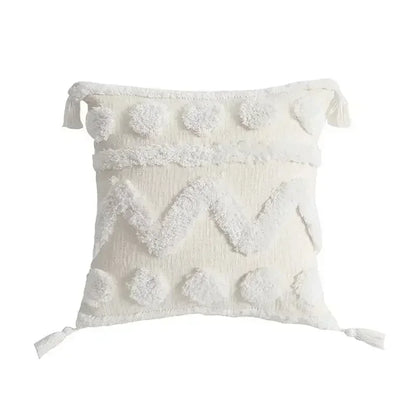 DecorBites™ Bohemian Tufted Tassel Cushion Cover | Plush Embroidered Decorative Pillow for Sofa