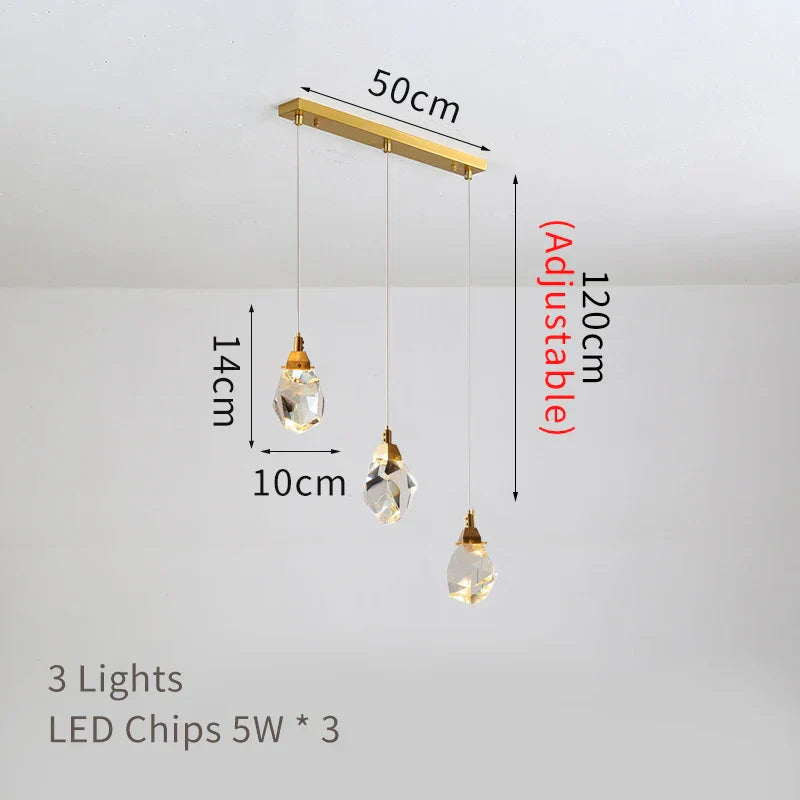 DecorBites™ Crystal Chandelier Staircase Pendant Lamp LED Lighting Fixture for Living Room