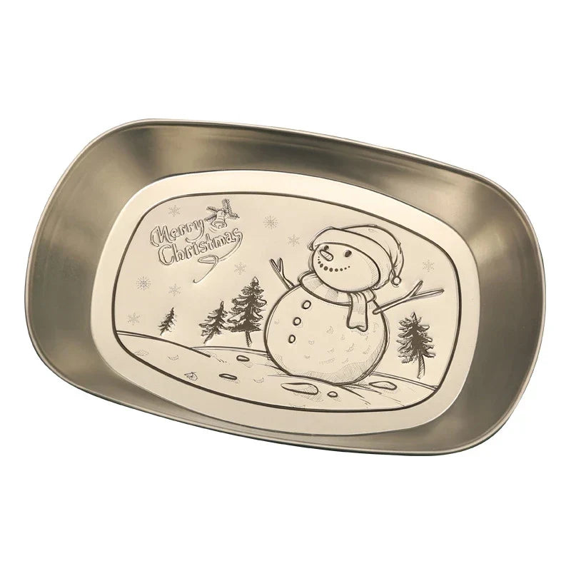DecorBites™ Christmas Fruit Tray Santa Claus Snowman Print Decorative Plate