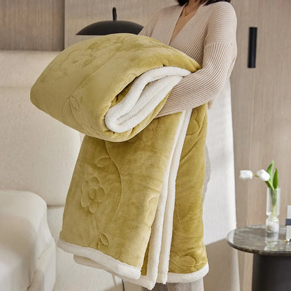 Manta de sofá DecorBites™ de lana de cordero de tres capas, acogedora, para decoración de otoño e invierno