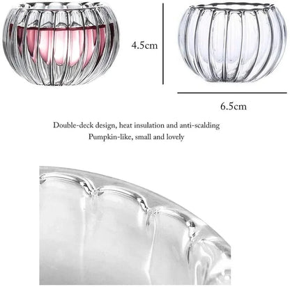 DecorBites™ Double Wall Glass Teacup Set for Beer, Tea, Espresso, and Whisky