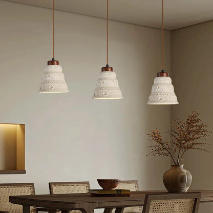 DecorBites™ Japanese Style LED Pendant Lights Wood Canopy Cement Lampshade