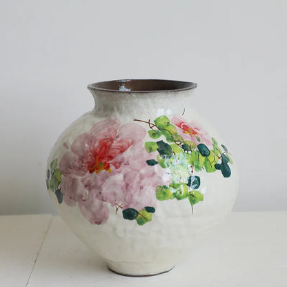Jarrón de Flores en Acuarela China Hecho a Mano™ Decorativo Retro de Cerámica