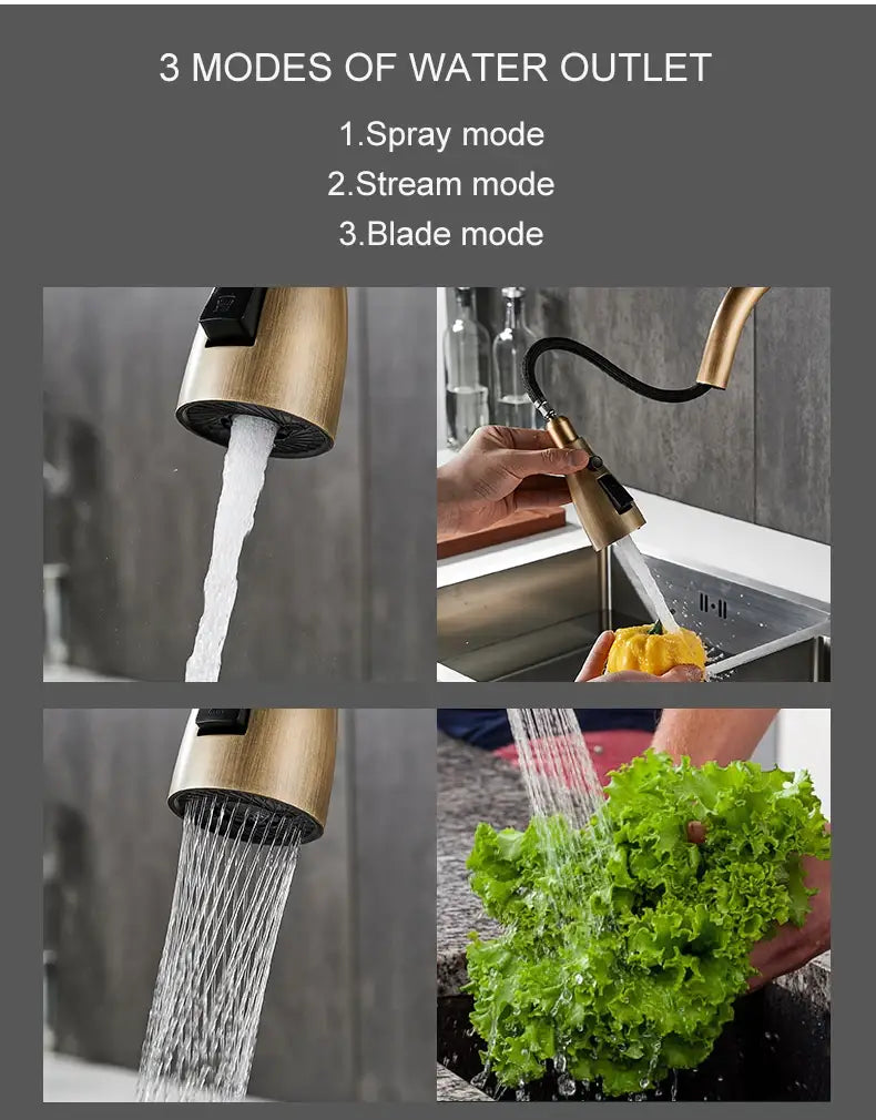 Decorbites™ Grifo de Cocina Extensible en Bronce Antiguo
