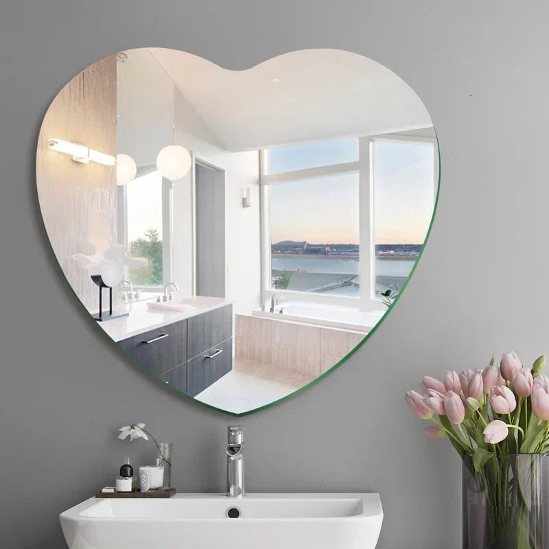 DecorBites™ Heart-shaped Acrylic Shatterproof Wall Mirror Decor for Bedroom, Living Room