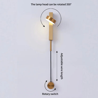 ديكوربايتس™ مصباح حائطي LED دوار أسود لغرفة النوم والسلالم والممرات - وحدات إضاءة داخلية حديثة