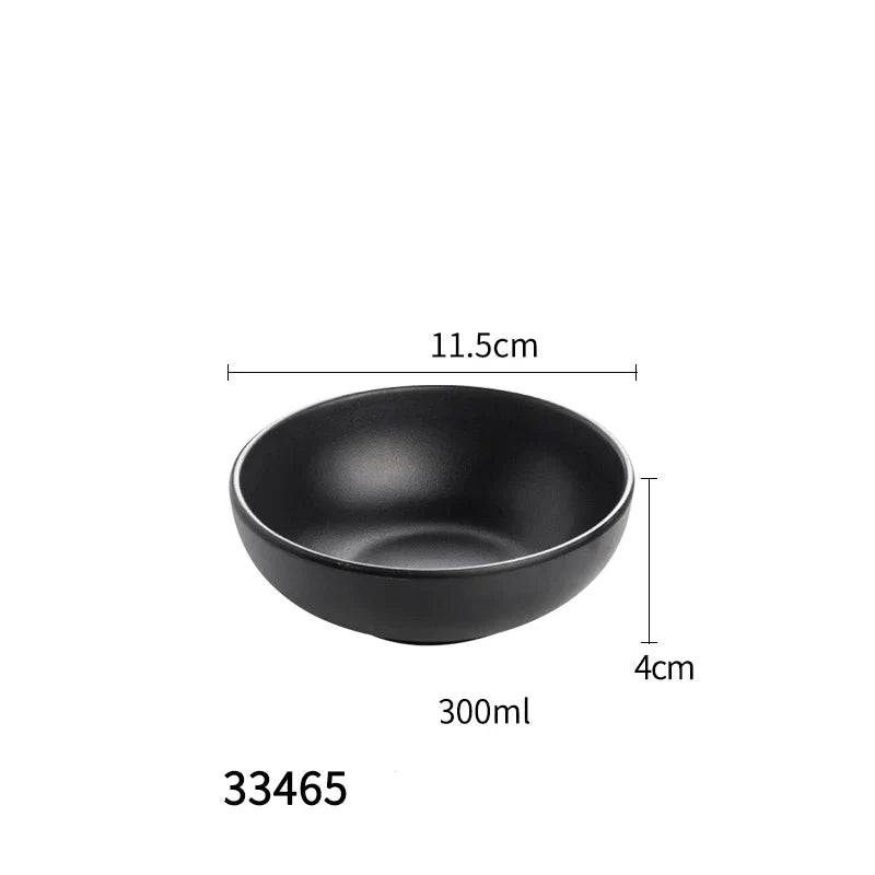 طقم أطباق وأطباق صلصة غمس بلاستيكية من الميلامين الأسود من DecorBites™ - عبوة من 4 قطع