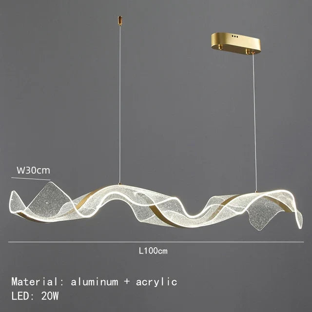 DecorBites™ LED Acrylic Chandelier Dining Room Light Fixtures Adjustable Kitchen Hanging Lamp