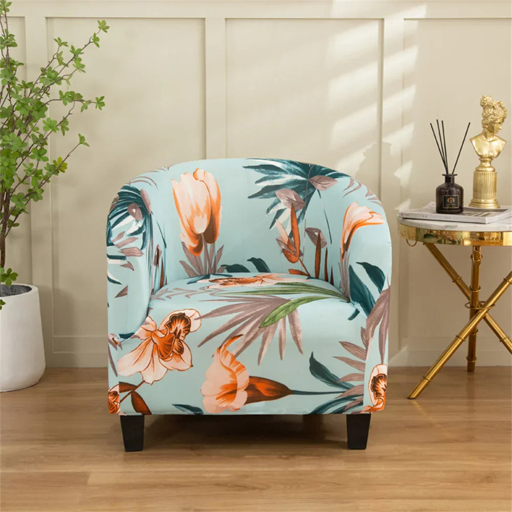 Decobites Printed Tub Chair Cover - Armchair Slipcover for Club Sofa