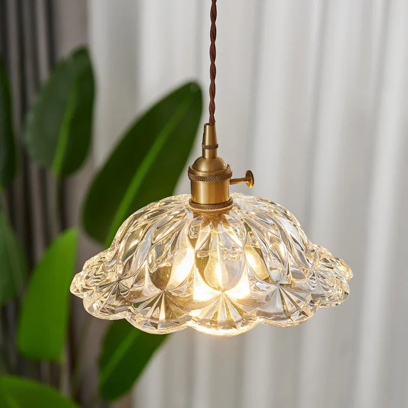 DecorBites™ Japanese Style LED Pendant Lamp Copper Glass Hanging Light Fixtures