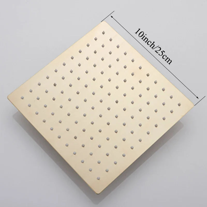 DecorBites™ 12-inch Square Rain Shower Head with Ceiling/Wall Mount in Chrome/Gold/Brushed/Black Finish