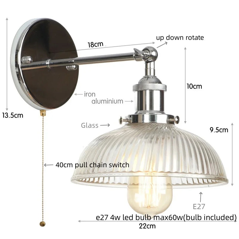 DecorBites™ Clear Glass LED Wall Sconce | Industrial Rural Stair Light Fixtures