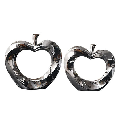 DecorBites™ Golden Apple Sculpture: Ceramic Cut-out Artificial Fruit for Fortunate Home Decor