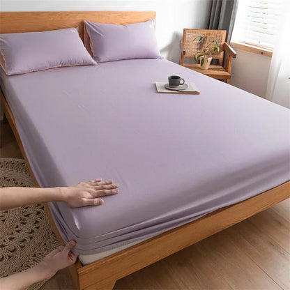 DecorBites™ Cotton Fitted Sheet with Elastic Bands for Single Double King Queen Bed