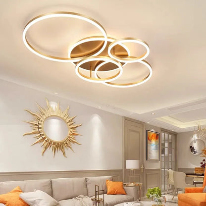 DecorBites™ LED Round Ceiling Chandelier for Modern Living Room, Bedroom, Restaurant - Circle Rings Lighting Fixture