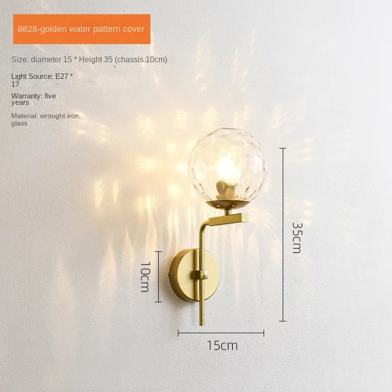 Decorbites™ Glas-Kugel-LED-Wandleuchte Moderne Wandlampe Nachttischleuchte Vintage-Loft Gold Schwarz