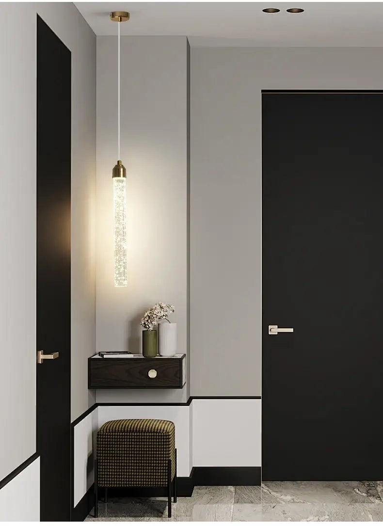 DecorBites™ Modern Crystal Pendant Light with Gold Fixtures - Home Decor