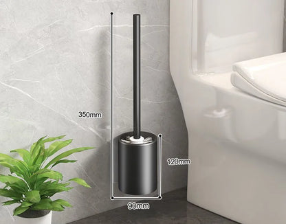 DecorBites™ Black Aluminum Toilet Brush Holder Set with Scrub Brush