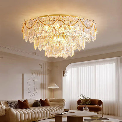 DecorBites™ Gold Pearl Pendant Chandelier - Living Room & Bedroom Decor