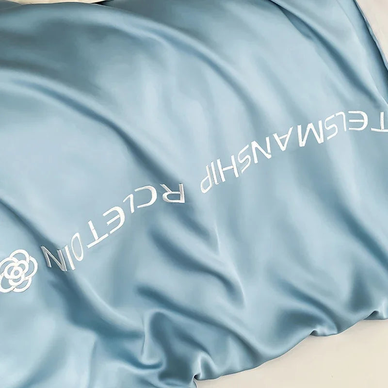 طقم أغطية سرير مطرز من القطن من DecorBites™، طقم غطاء لحاف مكون من 4 قطع لسرير مزدوج