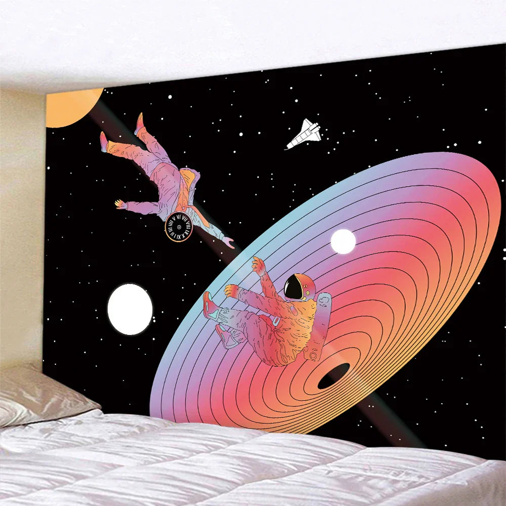 Decobites Psychedelic Space Astronaut Wall Tapestry - Hippie Boho Bedroom Decor