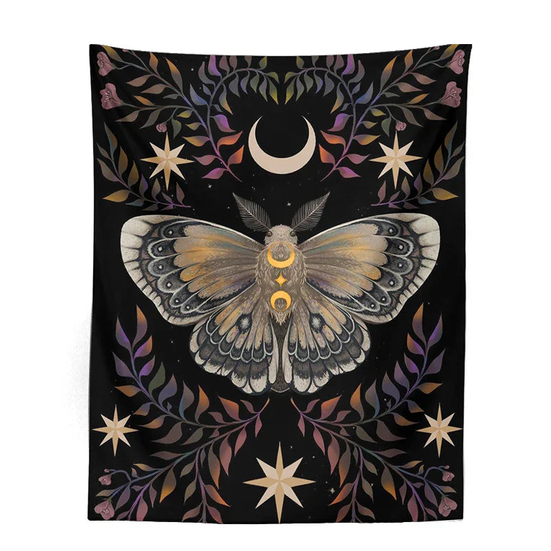 Decobites Moon Phase Butterfly Vintage Aesthetic Tapestry Butterfly Star Room Decor