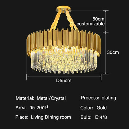 DecorBites™ Crystal Oval Round Chandelier: Luxury Nordic Modern LED Lighting for Home and Bar
