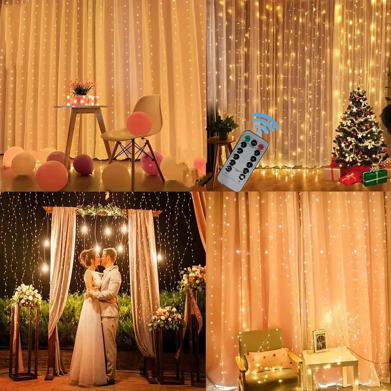 3/4/6M LED USB Curtain Fairy Light String Christmas Decoration Garland Wedding Party Holiday Halloween Xmas Home Bedroom Light