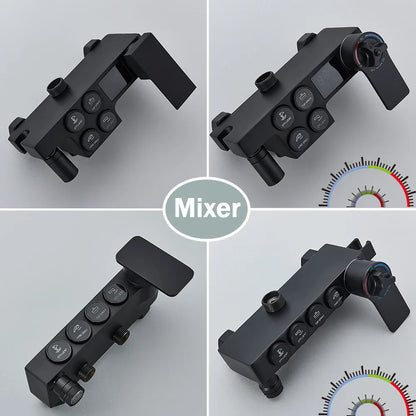 DecorBites™ Gold Thermostatic Shower Faucet Set: Smart Digital Mixer, Wall Mounted Rainfall System