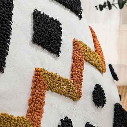 DecorBites™ Ethnic Style Black Tassel Cushion Cover for Modern Home Sofa Décor